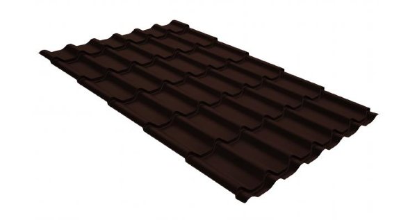 Металлочерепица классик GL 0,5 GreenCoat Pural Matt RR 887 шоколадно-коричневый (RAL 8017 шоколад) купить в Калуге