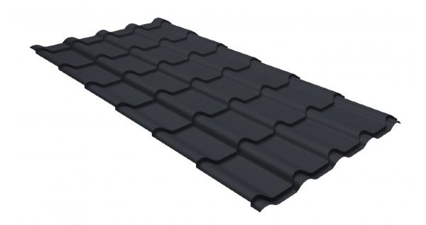 Металлочерепица камея GL 0,5 GreenCoat Pural matt RR 23 темно-серый (RAL 7024 мокрый асфальт) купить в Калуге