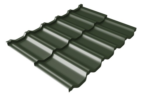 Металлочерепица модульная Квинта Uno Grand Line c 3D резом 0,5 GreenСoat Pural RR 11 темно-зеленый (RAL 6020 хромовая зелень) купить в Калуге