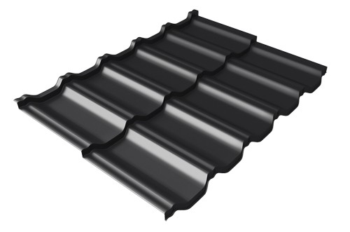 Металлочерепица модульная Квинта Uno Grand Line c 3D резом 0,5 Quarzit lite RAL 9005 черный купить в Калуге