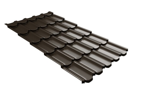 Металлочерепица квинта плюс с 3D резом 0,5 GreenСoat Pural RR 32 темно-коричневый (RAL 8019 серо-коричневый) купить в Калуге