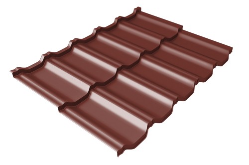Металлочерепица модульная Квинта Uno Grand Line c 3D резом 0,5 Satin RAL 3009 оксидно-красный купить в Калуге