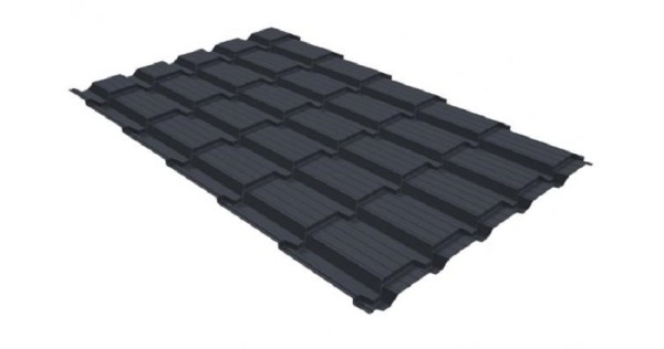 Металлочерепица GL квадро профи 0,5 GreenCoat Pural RR 23 темно-серый (RAL 7024) мокрый асфальт купить в Калуге