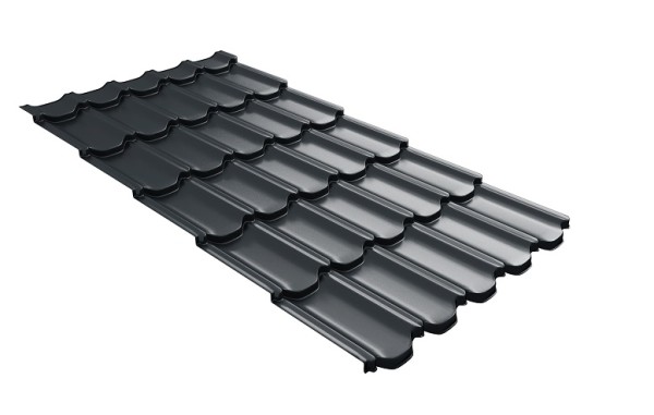 Металлочерепица квинта плюс с 3D резом 0,5 Satin RAL 7016 антрацитово-серый купить в Калуге