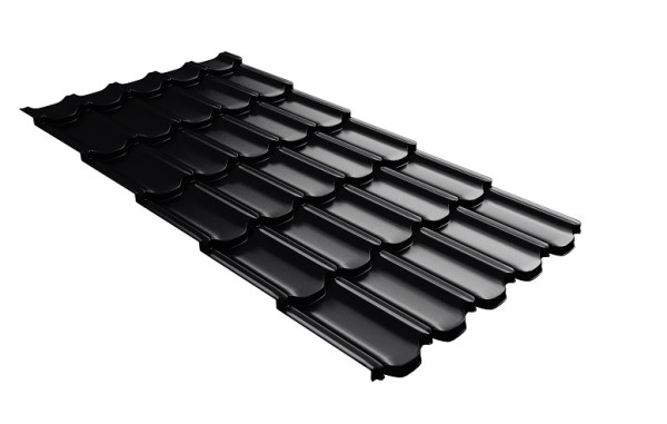 Металлочерепица квинта плюс с 3D резом 0,5 Satin Мatt RAL 9005 черный купить в Калуге